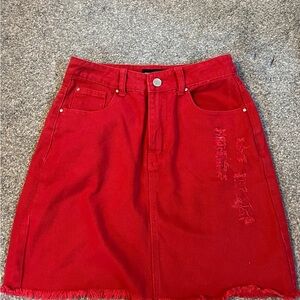 Red Denim Skirt